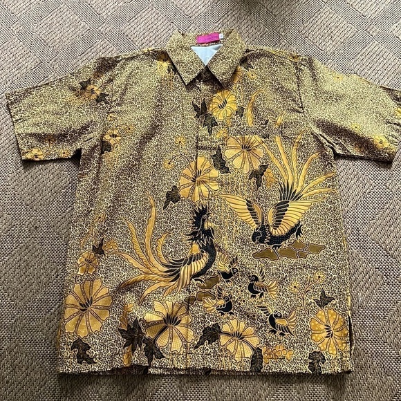 Couture BATIK Shirt KHARISMA WIJAYA INDONESIA size Large NWOT - Picture 3 of 12